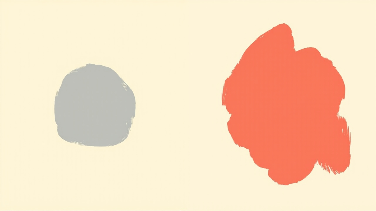 Comparison of generic AI output versus human creative work — corporate blob vs bold coral brushstroke